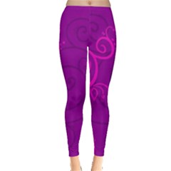 Floraly Swirlish Purple Color Leggings  by Amaryn4rt