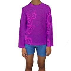 Floraly Swirlish Purple Color Kids  Long Sleeve Swimwear by Amaryn4rt