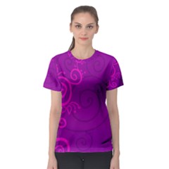 Floraly Swirlish Purple Color Women s Sport Mesh Tee