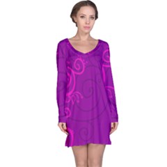 Floraly Swirlish Purple Color Long Sleeve Nightdress by Amaryn4rt