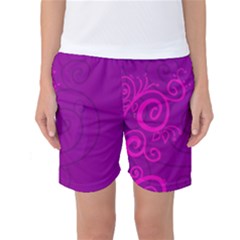 Floraly Swirlish Purple Color Women s Basketball Shorts by Amaryn4rt