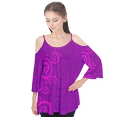 Floraly Swirlish Purple Color Flutter Tees