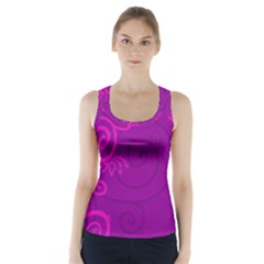 Floraly Swirlish Purple Color Racer Back Sports Top