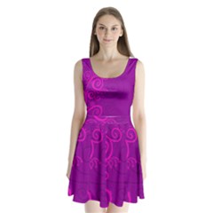 Floraly Swirlish Purple Color Split Back Mini Dress 