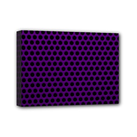 Dark Purple Metal Mesh With Round Holes Texture Mini Canvas 7  X 5  by Amaryn4rt