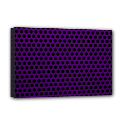 Dark Purple Metal Mesh With Round Holes Texture Deluxe Canvas 18  X 12   by Amaryn4rt