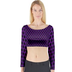 Dark Purple Metal Mesh With Round Holes Texture Long Sleeve Crop Top by Amaryn4rt