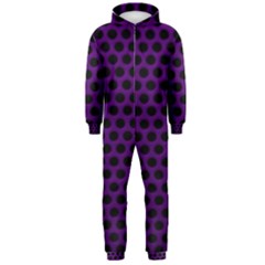 Dark Purple Metal Mesh With Round Holes Texture Hooded Jumpsuit (men) 