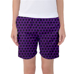 Dark Purple Metal Mesh With Round Holes Texture Women s Basketball Shorts