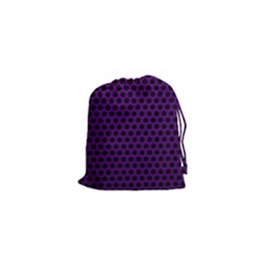 Dark Purple Metal Mesh With Round Holes Texture Drawstring Pouches (xs) 