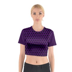 Dark Purple Metal Mesh With Round Holes Texture Cotton Crop Top by Amaryn4rt