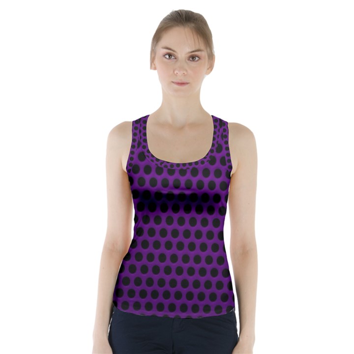 Dark Purple Metal Mesh With Round Holes Texture Racer Back Sports Top