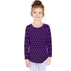 Dark Purple Metal Mesh With Round Holes Texture Kids  Long Sleeve Tee