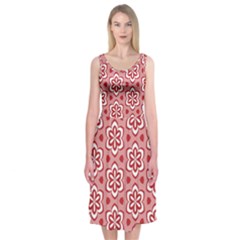 Floral Abstract Pattern Midi Sleeveless Dress