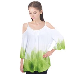 Green Leaves Pattern Flutter Tees