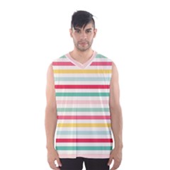 Papel De Envolver Hooray Circus Stripe Red Pink Dot Men s Basketball Tank Top by Amaryn4rt