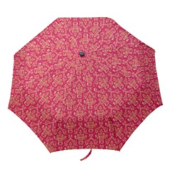 Damask Background Gold Folding Umbrellas