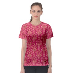 Damask Background Gold Women s Sport Mesh Tee