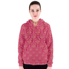 Damask Background Gold Women s Zipper Hoodie