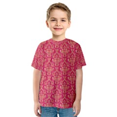 Damask Background Gold Kids  Sport Mesh Tee