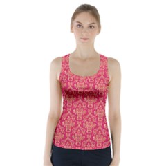 Damask Background Gold Racer Back Sports Top