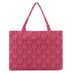 Damask Background Gold Medium Zipper Tote Bag