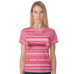 Index Red Pink Women s V-neck Sport Mesh Tee