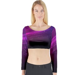 Purple Wallpaper Long Sleeve Crop Top