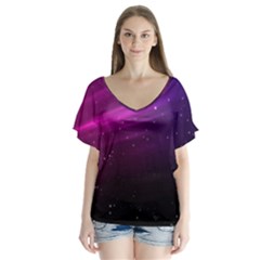 Purple Wallpaper Flutter Sleeve Top