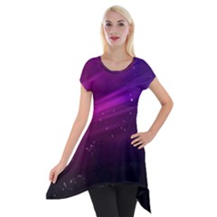 Purple Wallpaper Short Sleeve Side Drop Tunic