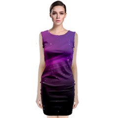 Purple Wallpaper Sleeveless Velvet Midi Dress