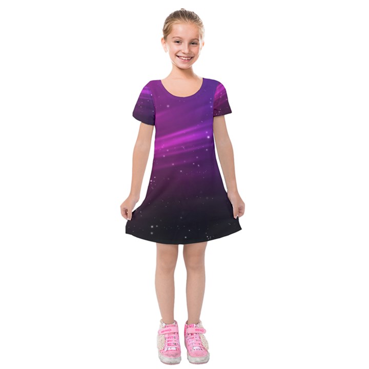 Purple Wallpaper Kids  Short Sleeve Velvet Dress