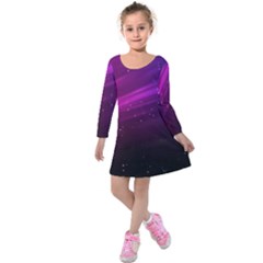 Purple Wallpaper Kids  Long Sleeve Velvet Dress