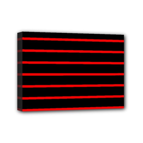 Red And Black Horizontal Lines And Stripes Seamless Tileable Mini Canvas 7  X 5  by Amaryn4rt