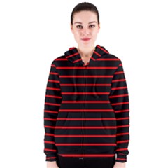 Red And Black Horizontal Lines And Stripes Seamless Tileable Women s Zipper Hoodie