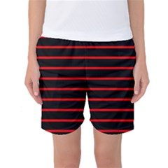 Red And Black Horizontal Lines And Stripes Seamless Tileable Women s Basketball Shorts by Amaryn4rt