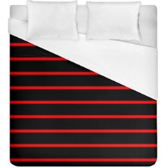 Red And Black Horizontal Lines And Stripes Seamless Tileable Duvet Cover (king Size)