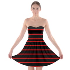 Red And Black Horizontal Lines And Stripes Seamless Tileable Strapless Bra Top Dress