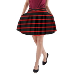 Red And Black Horizontal Lines And Stripes Seamless Tileable A-line Pocket Skirt