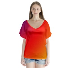 Rainbow Background Flutter Sleeve Top