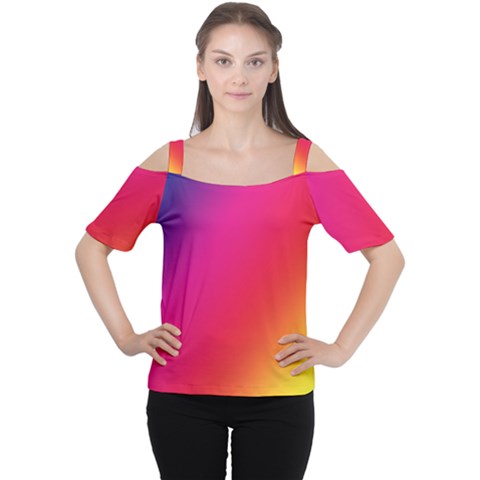 Rainbow Colors Women s Cutout Shoulder Tee by Amaryn4rt