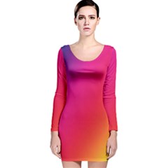 Rainbow Colors Long Sleeve Velvet Bodycon Dress