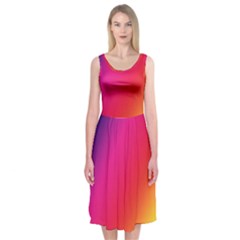 Rainbow Colors Midi Sleeveless Dress