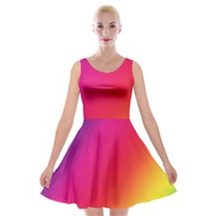 Rainbow Colors Velvet Skater Dress