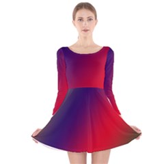 Rainbow Two Background Long Sleeve Velvet Skater Dress