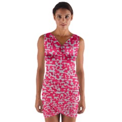 Template Deep Fluorescent Pink Wrap Front Bodycon Dress