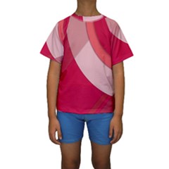 Red Material Design Kids  Short Sleeve Swimwear