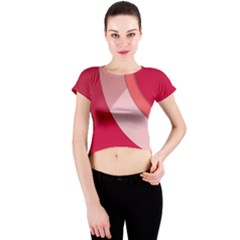 Red Material Design Crew Neck Crop Top