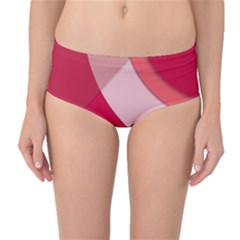 Red Material Design Mid-waist Bikini Bottoms