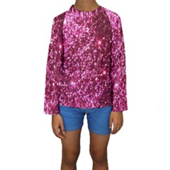 Pink Glitter Kids  Long Sleeve Swimwear by Amaryn4rt